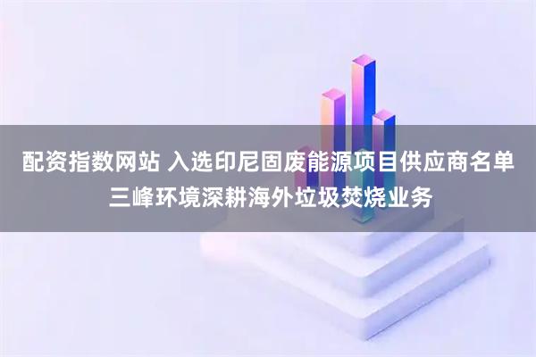 配资指数网站 入选印尼固废能源项目供应商名单 三峰环境深耕海外垃圾焚烧业务